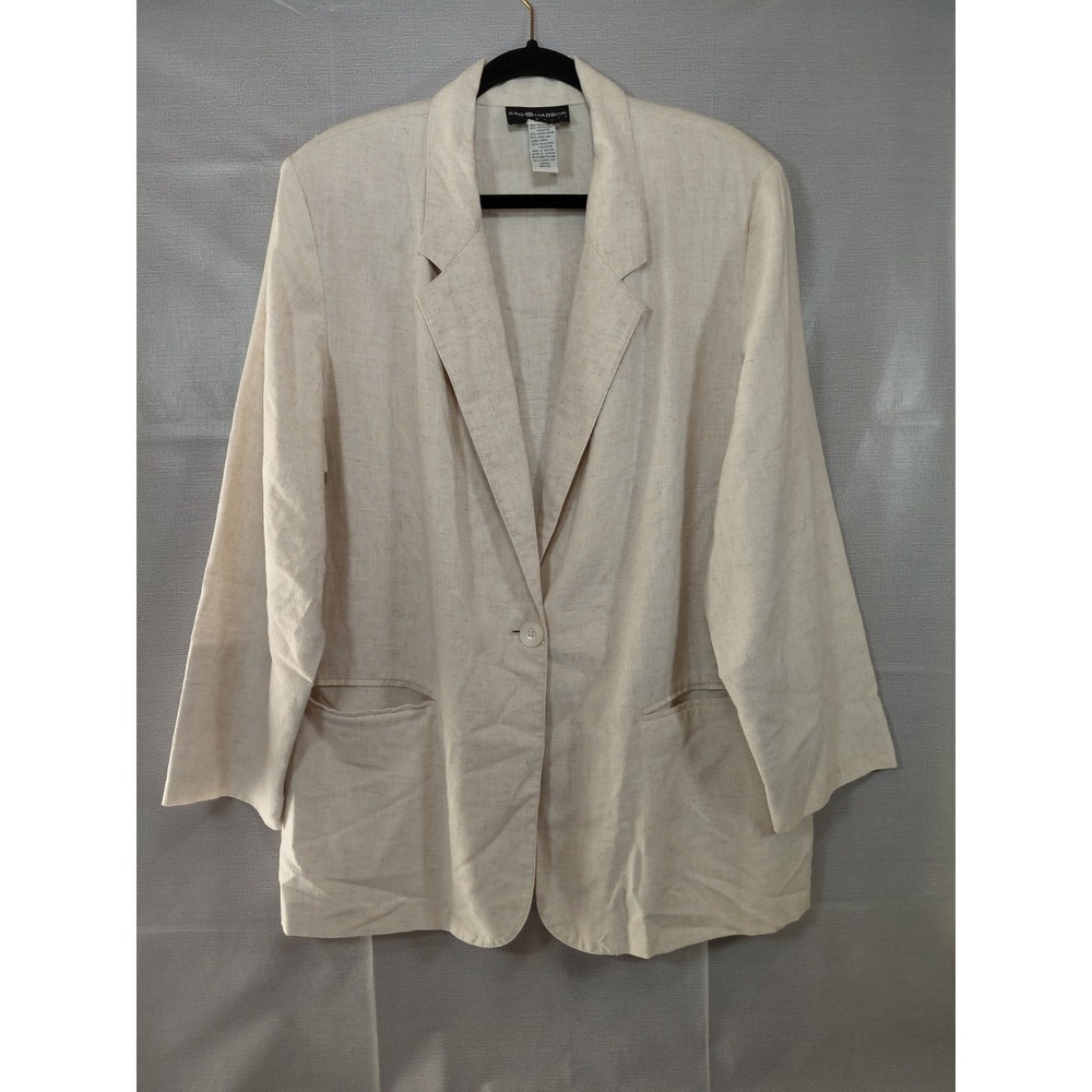 Sag Harbor Linen Blend Blazer Women's 20W Cream